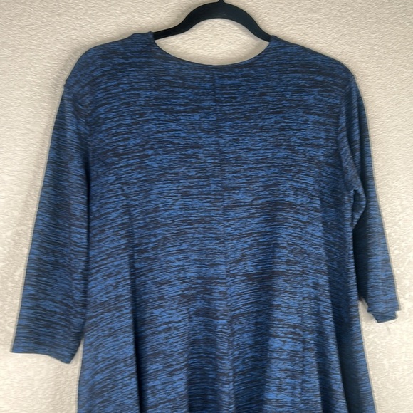 Black & Blue Space Dye Lagenlook Casual Flowy 3/4 Sleeve Top Size Medium - Picture 4 of 5